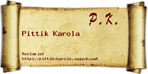Pittik Karola névjegykártya